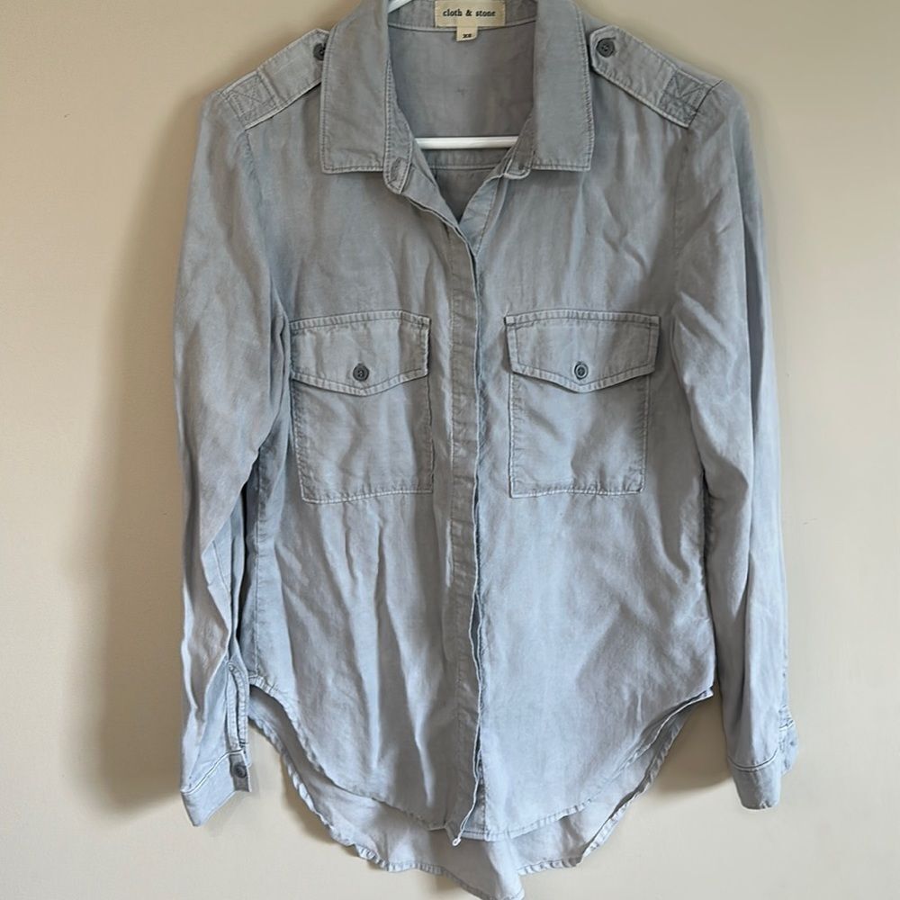Cloth & Stone Button Down Gray Chambray - image 1